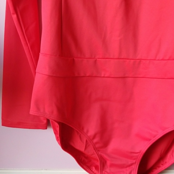 SPANX Long Sleeve Slimming Swimsuit Red - Picture 3 of 12
